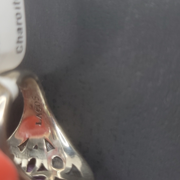 NWOT LAGOS HEAVY BAND Caviar faceted charoite doublet Maya purple silver RING 7 - Picture 5 of 13